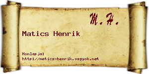 Matics Henrik névjegykártya